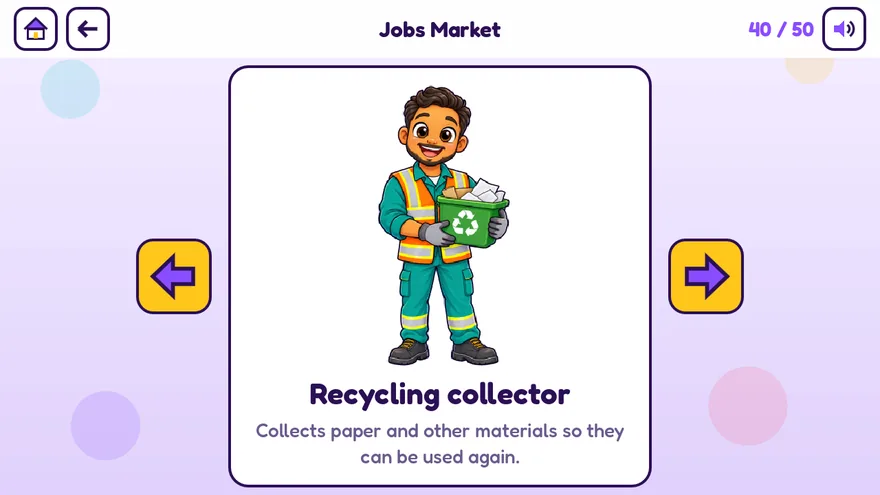 A card about a recycling collector and what the job is about