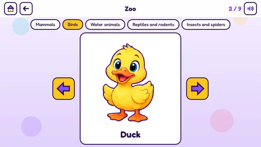 A card with a duck and its name